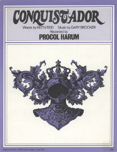 The single sheet music for Conquistador, published by Essex Music International Limited, with a copyright date of 1967, 1972 (not 1967, 1971). The music itself is identical to that on pages 33-35 of Conquistador and Other Songs, while the cover is similar but not identical. (Richard Royston)