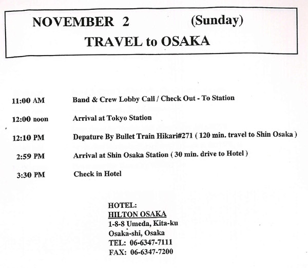 Procol travel schedule