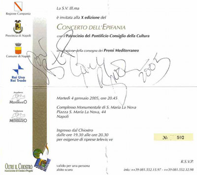 Gary's signed invitation, dedicated to 'Beyond the Pale'