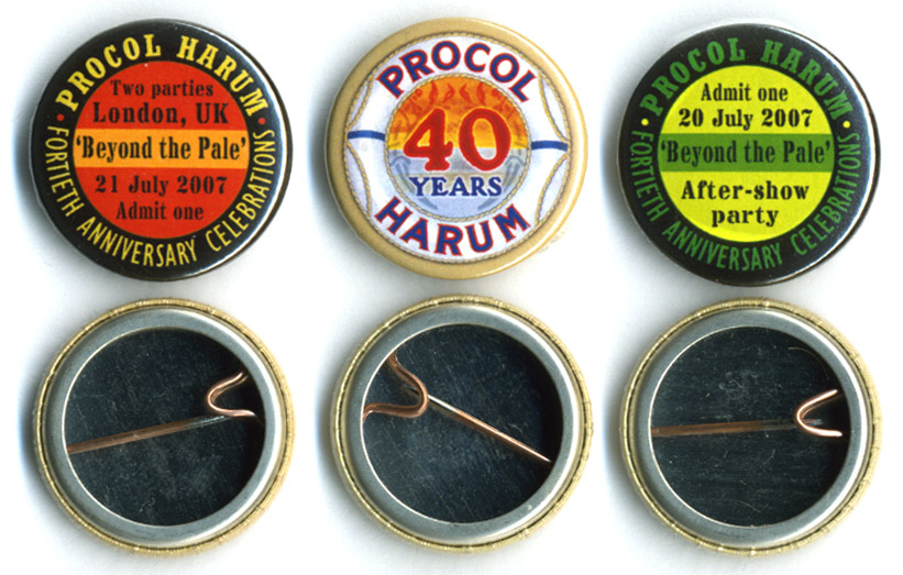 Badges from the 40th anniversary of Procol Harum