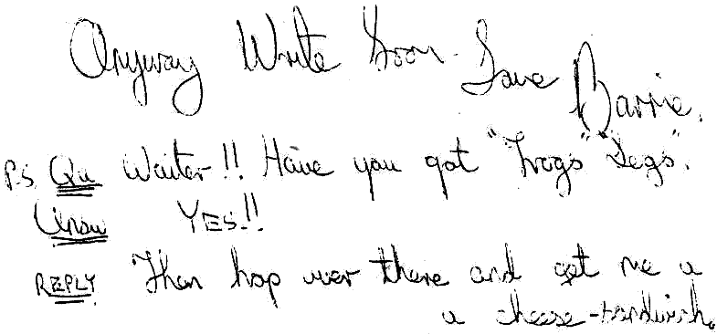 Barrie's own handwriting