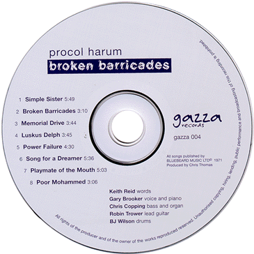 Click on the image of the 'Broken Barricades' compact disc to reach the page from which you may order your own copy
