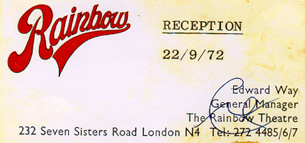 Beverly Peyton's ticket to the Rainbow Reception